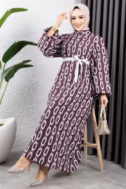 Chain Patterned Hijab Dress