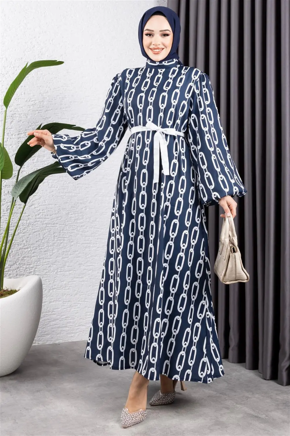 Chain Patterned Hijab Dress-detail