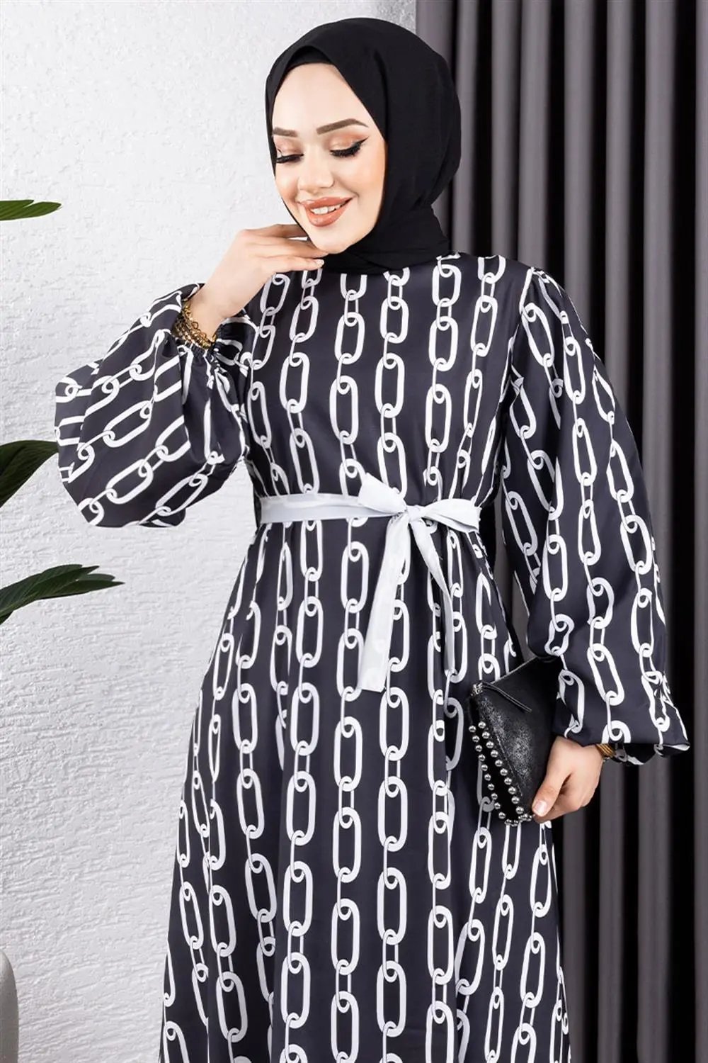 Chain Patterned Hijab Dress-detail