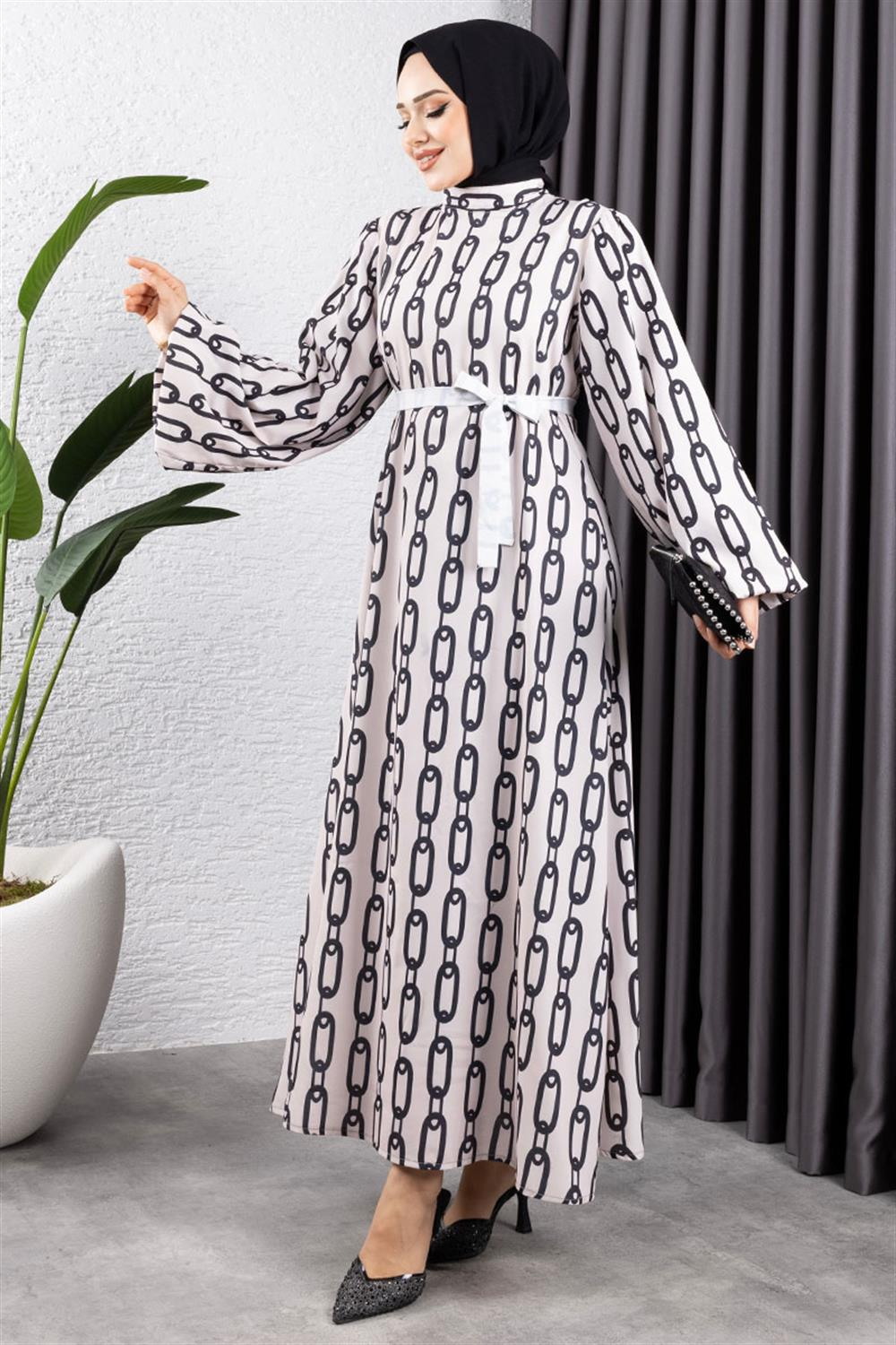 Chain Patterned Hijab Dress