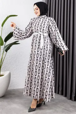 Chain Patterned Hijab Dress