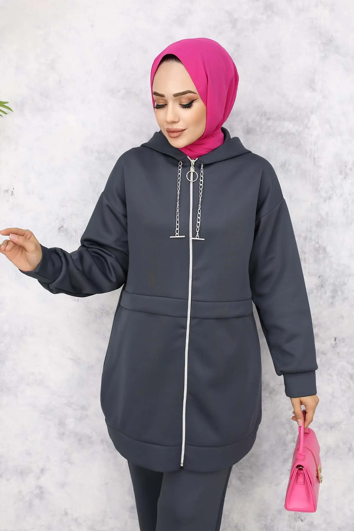 Zincir Detaylı Scuba Takım Antrasit 4566-detail