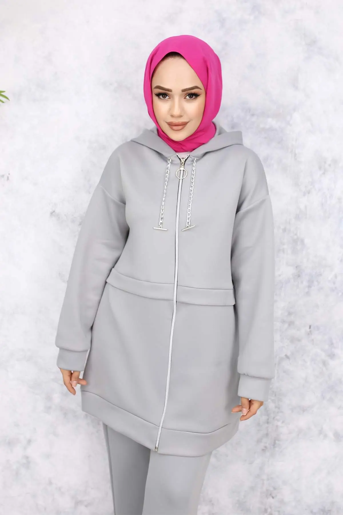 Zincir Detaylı Scuba Takım Gri 4566-detail