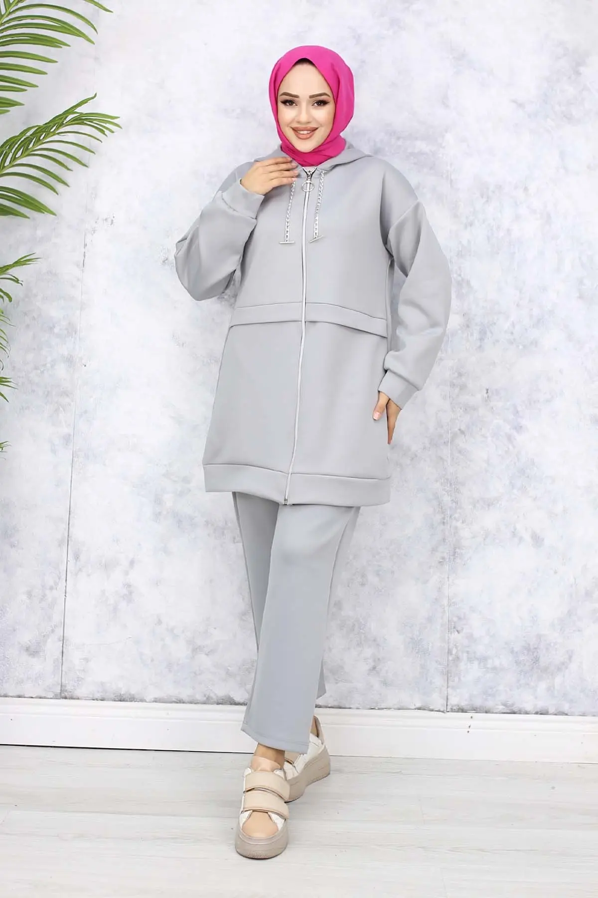 Zincir Detaylı Scuba Takım Gri 4566-detail