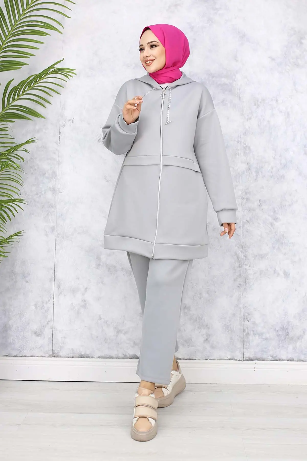 Zincir Detaylı Scuba Takım Gri 4566-detail