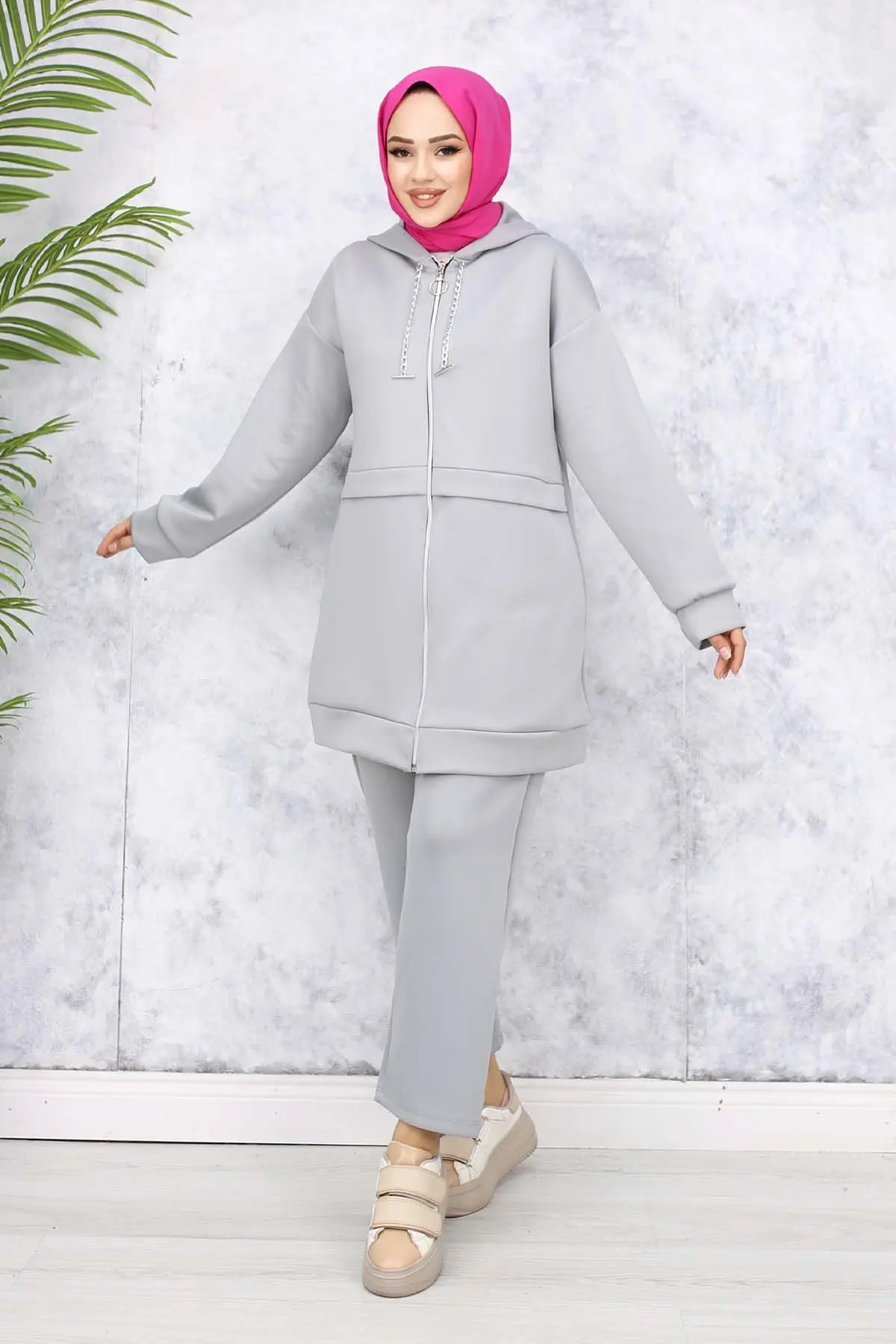 Zincir Detaylı Scuba Takım Gri 4566-detail