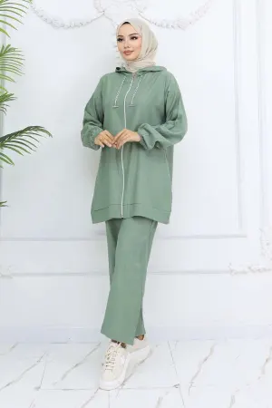 Zincir Detaylı Tesettür Takım Çağla 4760