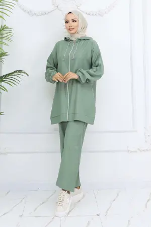 Zincir Detaylı Tesettür Takım Çağla 4760