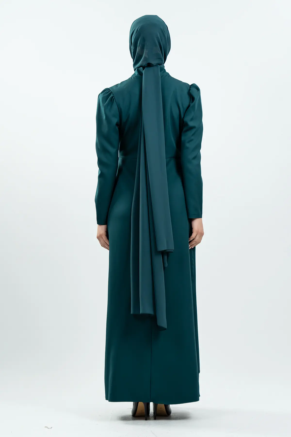 Emerald Green Stone Detailed Evening Dress-detail